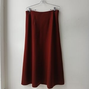 Eileen Fisher 100% Wool Maxi Skirt Dark Red Brown Women's Small